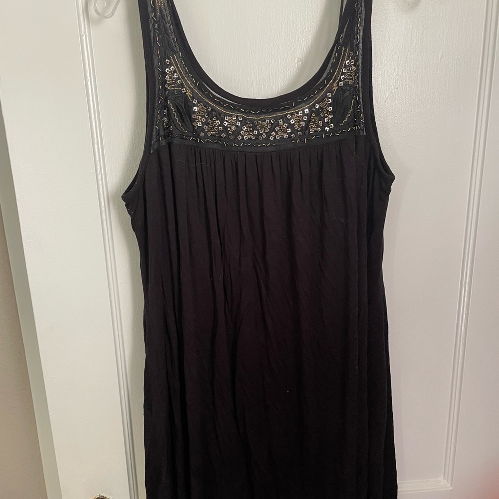 Stretch shift dress with beading